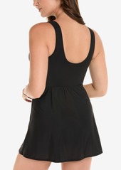 Miraclesuit Marais Allover Slimming V-Neck Swimdress - Black