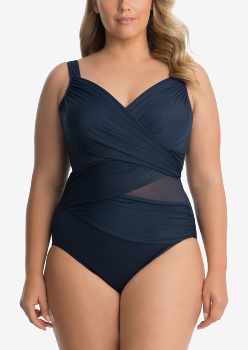 Miraclesuit Plus Size Mesh-Inset One-Piece Swimsuit Women's Swimsuit