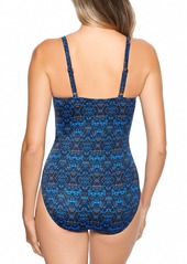 Miraclesuit Women's Slimming Tie-Front Swimsuit - Blue Multi