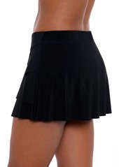 Miraclesuit Women's Solid Layered Ruffle Swim Skirt - Black