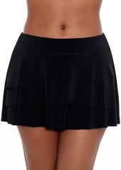 Miraclesuit Women's Solid Layered Ruffle Swim Skirt - Black