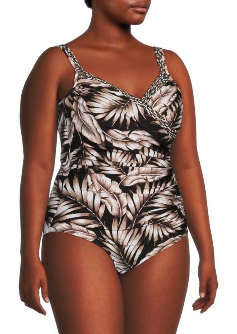 Miraclesuit Plus Oasis Palm Leaf One Piece Swimsuit