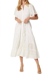 Misa Mallory Midi Dress In White Eyelet