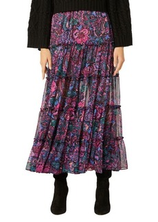 MISA Los Angeles Jessica Floral Print Split Sleeve Midi Dress