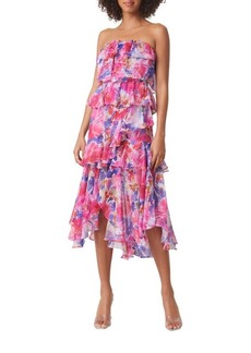MISA Los Angeles Luciana Floral Strapless Tiered Dress
