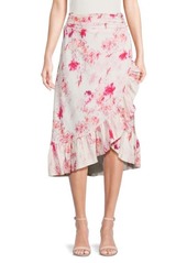 Misa Stephanie Floral Asymmetric Midi Skirt