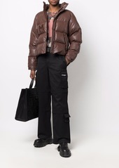 Misbhv logo-patch faux-leather puffer coat