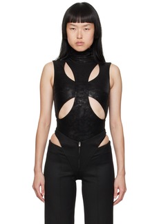 MISBHV Black Butterfly Faux-Leather Bodysuit