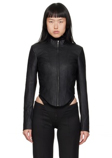 MISBHV Black Matte Faux-Leather Jacket