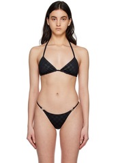MISBHV Black Monogram Bikini Top