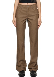 MISBHV Brown Straight Faux-Leather Pants