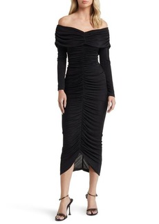 MISHA COLLECTION Isaure Ruched Long Sleeve Body-Con Cocktail Dress