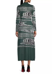 Misook Abstract Jacquard-Knit A-Line Maxi Dress