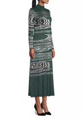 Misook Abstract Jacquard-Knit A-Line Maxi Dress