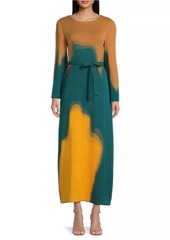 Misook Abstract Jacquard Knit Maxi Dress