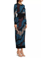 Misook Abstract Knit Bodycon Maxi Dress