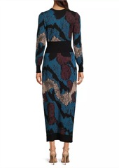 Misook Abstract Knit Bodycon Maxi Dress