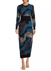 Misook Abstract Knit Bodycon Maxi Dress