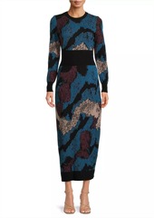 Misook Abstract Knit Bodycon Maxi Dress