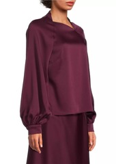 Misook Asymmetric Crêpe De Chine Blouse