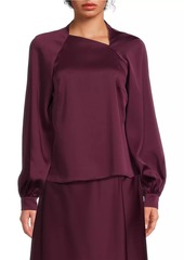 Misook Asymmetric Crêpe De Chine Blouse