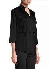 Misook Asymmetric Side-Buckle Blouse