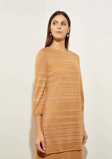 Misook Balloon Sleeve Tonal Burnout Stripe Soft Knit Tunic