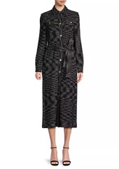 Misook Belted Tweed Knit Midi Dress