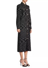 Misook Belted Tweed Knit Midi Dress