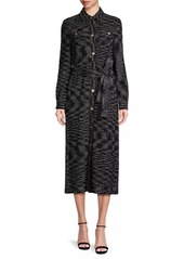 Misook Belted Tweed Knit Midi Dress