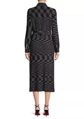 Misook Belted Tweed Knit Midi Dress