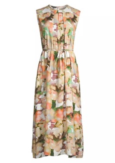 Misook Belted Watercolor Midi-Dress
