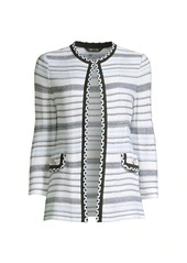 Misook Braid-Trim Tweed Knit Jacket