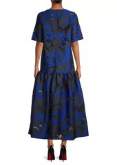 Misook Burnout Jacquard Short-Sleeve Maxi Dress