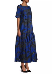 Misook Burnout Jacquard Short-Sleeve Maxi Dress