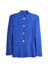 Misook Button-Front Tailored Knit Jacket