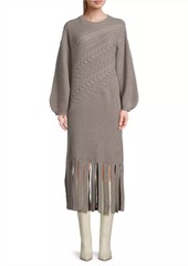 Misook Cable-Knit Wool-Blend Maxi Dress