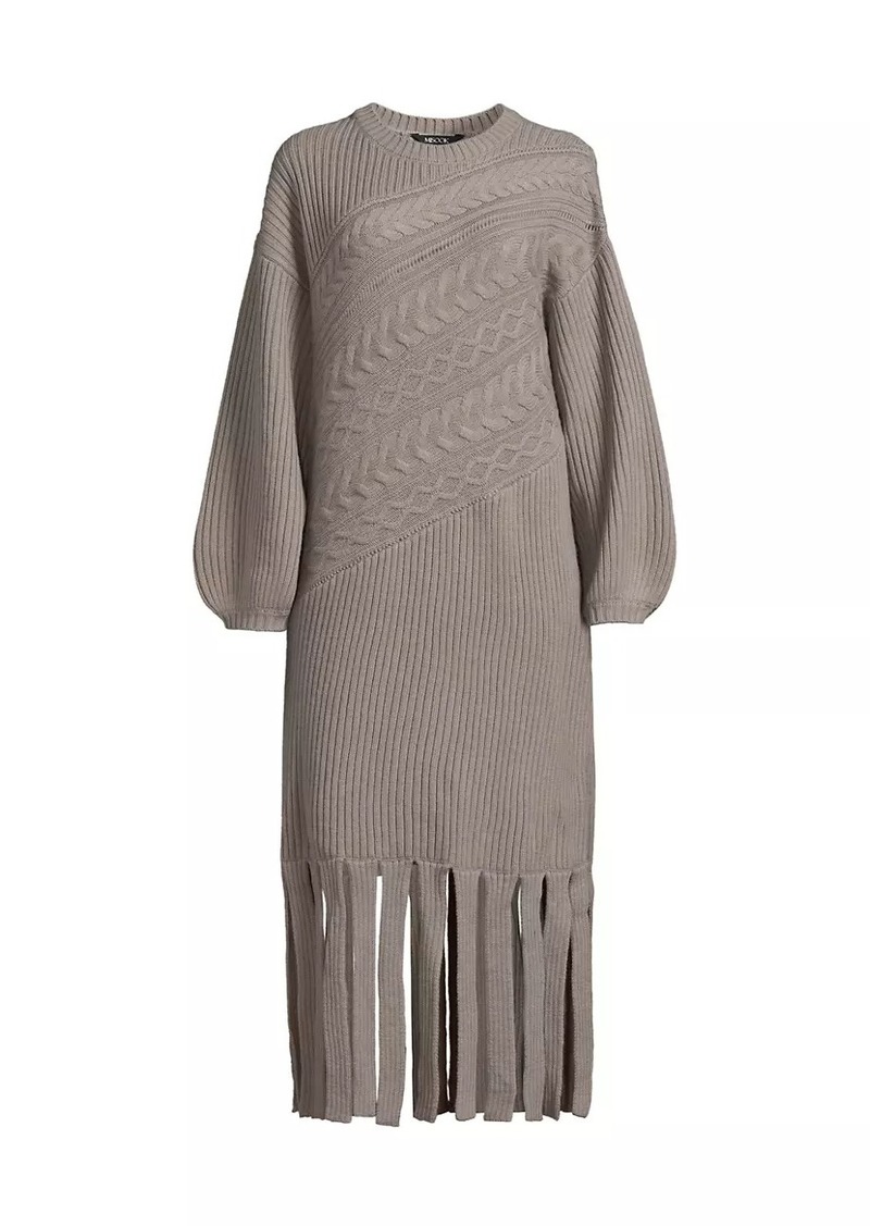 Misook Cable-Knit Wool-Blend Maxi Dress