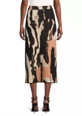 Misook Camouflage Jacquard Midi-Skirt