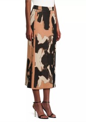 Misook Camouflage Jacquard Midi-Skirt