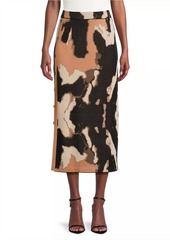 Misook Camouflage Jacquard Midi-Skirt