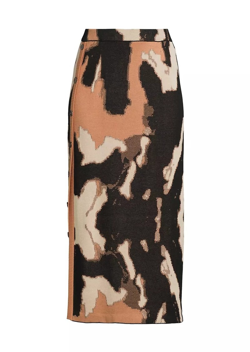 Misook Camouflage Jacquard Midi-Skirt