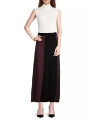 Misook Colorblocked Cable-Knit Midi-Skirt