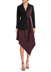 Misook Colorblocked Tie-Waist Wrap Midi-Dress