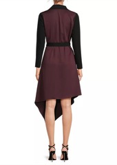 Misook Colorblocked Tie-Waist Wrap Midi-Dress