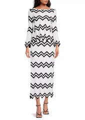 Misook Contrast Chevron & Pointelle Knit Tunic