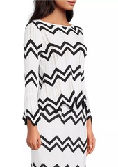 Misook Contrast Chevron & Pointelle Knit Tunic