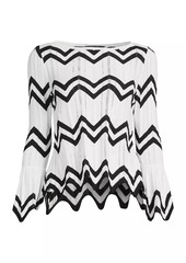 Misook Contrast Chevron & Pointelle Knit Tunic