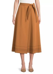 Misook Contrast Stitch Midi Wrap Skirt