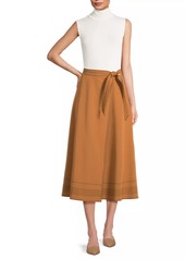 Misook Contrast Stitch Midi Wrap Skirt